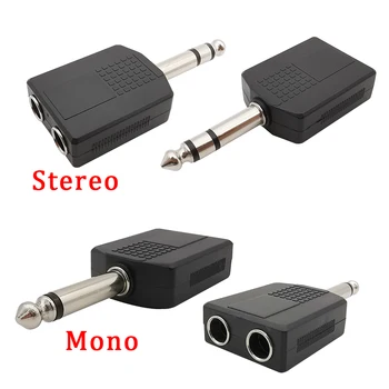 1/2/5 Adet 6.35 mm Mono / Stereo ses dağıtıcı kablosu Adaptörü 1/4 