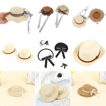 1 ADET Yeni Moda El Yapımı Tarzı Dantel Hasır Şapka güneşlikli kep Şerit Yay İle Bebek Dekor Aksesuarları Oyuncaklar