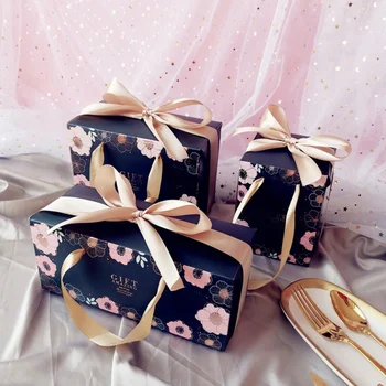 1 ADET saklama çantası Kağıt Perçin Çiçek Kağıt kollu kutu Taşınabilir Hediye Ambalaj Kutusu Düğün DIY Tote Çanta