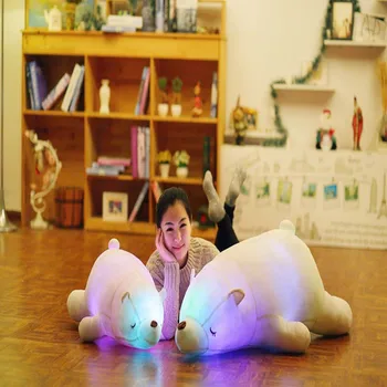 1 adet 45-110cm Aydınlık Peluş Kutup ayısı Oyuncaklar Renkli Parlayan VE MÜZİK Hayvan Oyuncaklar Kawaii led ışık Oyuncak Yumuşak Yastık Bebek için