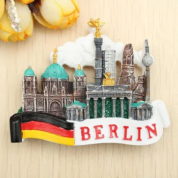1 adet Yeni 3D Turist Seyahat Hatıra Buzdolabı Mıknatısı Berlin Almanya Bayrağı ve Kale