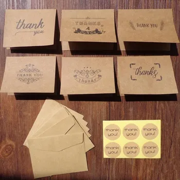 1 paket Vintage Kraft Kağıt Teşekkür Ederim Etiket Zarf Katlanır Kart Seti Tebrik Kartı Tatil Doğum Günü Invitationchrismas