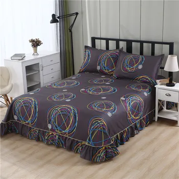 1 parça 100 % yüksek dereceli aktif polyester baskılı çarşaf yatak etek çeşitli boyutlarda özelleştirilebilir