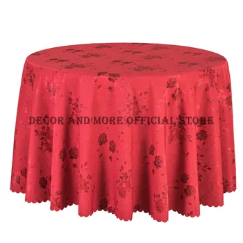 10 ADET Çiçek Jakarlı Masa Örtüsü Kırmızı Yuvarlak Masa Örtüleri Gül Otel Parti Düğün Masa Örtüsü Dekor yemek masası Örtüsü Kare