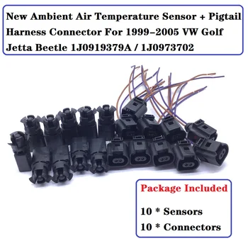 10 * Yeni Ortam Hava Sıcaklık Sensörü + Pigtail kablo demeti konnektörü Fişi 99-05 VW Golf Jetta Beetle 1J0919379A / 1J0973702