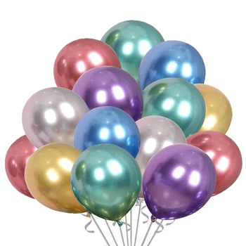 10 adet 12 inç metal renk lateks balon düğün doğum günü partisi süslemeleri şenlikli atmosfer düzeni yüzen hava balonu