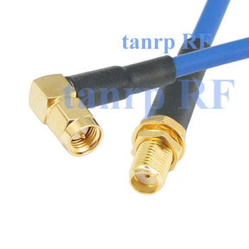 10 adet 15 CM koaksiyel Esnek mavi ceket bağlantı kablosu RG402 6 inç SMA erkek dik açı SMA dişi JACK Rf adaptör konnektörü