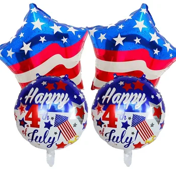 10 adet 18 İnç ABD Bağımsızlık Günü Balonlar Mutlu 4th Temmuz Yıldız ve Çizgili Amerikan Bayrağı Folyo Balonlar Parti Dekorasyon Globos