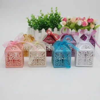 10 adet İçi Boş Çapraz Tarzı Düğün şeker kutusu Tatlılar Hediye Favor şeritli kutular Parti Dekorasyon Düğün Hediyeleri Bebek Duş İçin