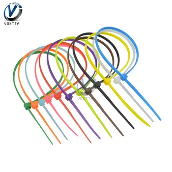 100 adet 200mm Kendinden kilitleme Kablo Bağları Yeniden Kullanılabilir 12 Renk Plastik Naylon kabelbinder Zip Kravat Etiketi Tel Sarma Sapanlar