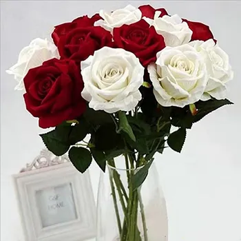 11 adet Romantik Gül yapay çiçek DIY Kırmızı Beyaz İpek Sahte Çiçek için Parti Ev Düğün Dekorasyon sevgililer Günü