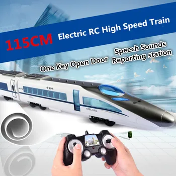 114cm büyük yeni çocuk oyun oyunu RC oyuncak 2.4 G uzaktan kumanda RC Yüksek hızlı Demiryolu tren metro 3 arabaları bir anahtar açık kapı