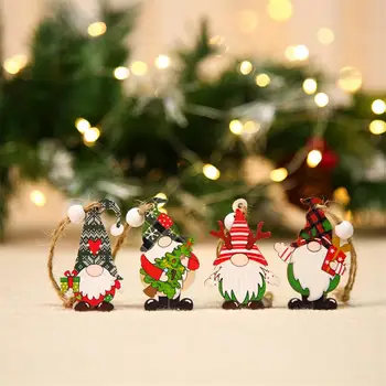 12 Adet Güzel Hafif Yaratıcı Ahşap Cüce Bebek Kolye Noel Dekorasyon Yeni Yıl Hediyeleri Cüce Bebek Noel Ağacı Kolye