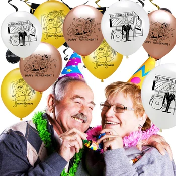 12 inç Emeklilik Balonlar Konfeti Seti Lateks Balonlar Emeklilik Yıldönümü Doğum Günü Partisi Süslemeleri Malzemeleri