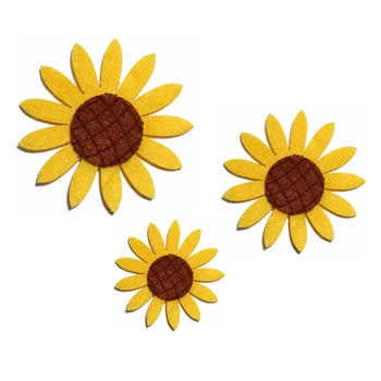 120 ADET Yenidoğan Sevimli Güneş Çiçek Aplikler Çocuklar için Saç Klipleri Moda Nonwoven Keçe Yamalar Kızlar için saç aksesuarları