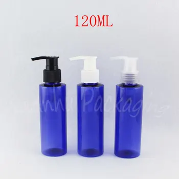 120 ML Mavi Düz Omuz Plastik Şişe, 120CC Losyon / Cilt Bakım Kremi Alt şişeleme, boş Kozmetik Konteyner ( 40 Adet / grup )