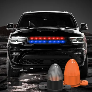 12V ızgara Araba Polis led ışık Strobe Kırmızı Mavi Acil Uzaktan Kablosuz Kontrol Flaş Sinyal İtfaiyeci tepe ikaz lambası