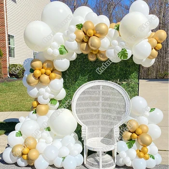 172 adet İnci Altın Lateks Balon Kemer Kiti Beyaz Balon Düğün Doğum Günü Partisi Bebek Duş Arka Plan Olay Garland Dekorasyon