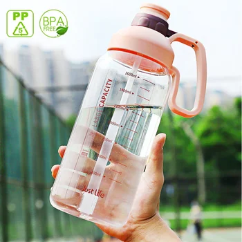 1800ml Büyük Kapasiteli Plastik Su Şişesi Saman ve Kapaklı BPA Ücretsiz Su Bardağı Açık Spor Şişe Hediye Kız Erkek için