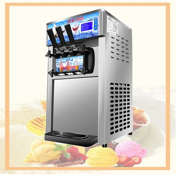 18L / H Küçük Masaüstü Üç kafa Dondurma Makinesi Paslanmaz Çelik Yumuşak Dondurma Makinesi Tatlı Dükkanı Ekipmanları