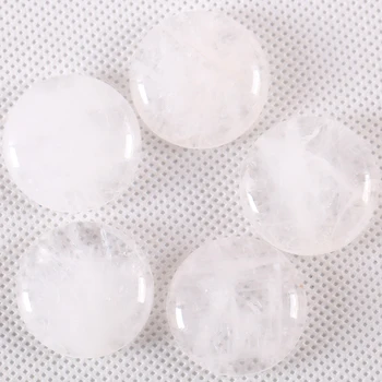 2 Adet/grup 25mm Yuvarlak Doğal Taş Boncuk Beyaz Kristal Kuvars CAB Cabochon Takı Yapımı İçin DİY Bilezik Kolye Kolye K1074
