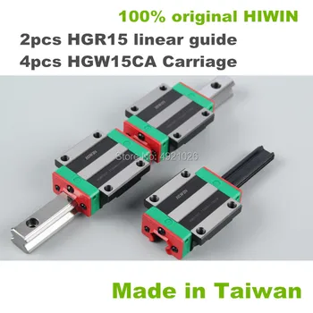 2 adet 100 % orijinal HIWIN lineer kılavuz rayı HGR15 200 250 300mm ile 4 adet HGW15CA lineer blok taşıma CNC parçaları için