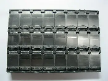 2 adet SMT Elektronik Komponent Mini Saklama Kutusu 24 Izgara Siyah Renk T156