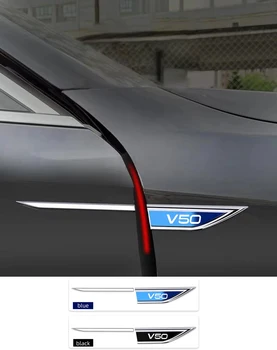 2 adet/takım Araba Çamurluk Paslanmaz Çelik Etiket Çıkartmaları Araba Modeli Amblemi Dış Dekorasyon Aksesuarları volvo V50 Araba Aksesuarları