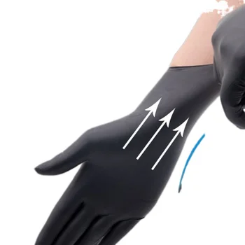 20 ADET Tek kullanımlık eldivenler Kalınlaşmış Lateks Siyah Kompozit Nitril Emek Koruma Temizleme Koruma