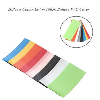 20 Adet Li-İon 18650 pil sarma PVC ısı Shrink boru önceden Kesilmiş 8 renk seçimi 18.5 mm pil Film bant pil kapağı