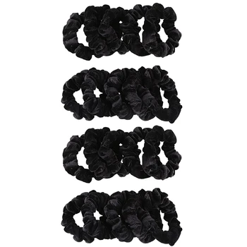 20 Paket Siyah Kadife Scrunchie Saç Lastikleri Saç Bobbles Saç Bantları