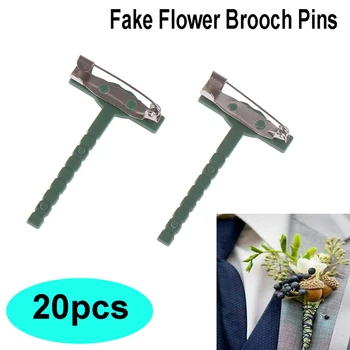 20 adet Sahte Çiçek Broş Pins Plastik Metal Broş Unisex Gömlek Yaka Pimleri Kadın Erkek Broş Düğün Parti Dekor Aracı