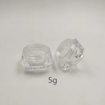 20 adet / grup plastik PS 5g mini elmas şekli boş Kozmetik krem kavanoz, paketlenmiş şeffaf şeffaf makyaj toz konteyner