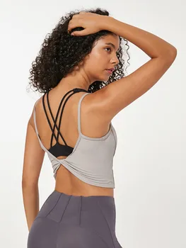2019 Yeni Stil Hiçbir Göğüs pedi yoga bluzu Kırpma üst Geri X Tahvil Tasarım Spor Yelek Ince omuz askısı Spor Koşu Tankları Kadın