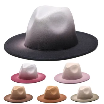 2020 kış fötr şapkalar kadınlar için moda Düz geniş Ağız Yün Keçe Caz Degrade Şapka erkekler için Leopar goth üst vintage şapka kap