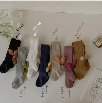 2021 Sonbahar Saf Renk Çift İğne İlmek Tayt Bebek Külotlu Çorap