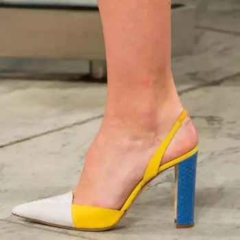 2021 Yaz Kadın Pompaları Kare Topuklu Yüksek Topuklu Sandalet Moda Arkası Açık İskarpin kadın ayakkabısı Karışık Renkler Elastik Bant Elbise Ayakkabı