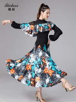 2022 Kadın Yeni Balo Salonu Vals Modern Dans Elbise Yarışması Standart Dans Elbise 9017