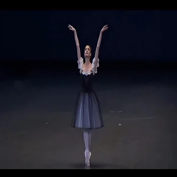 2022 Siyah Uzun Romantik Bale Tutu Kız Kadın bale kostümü Performans Bale Dans Elbise Kız Tutu Etekler Tül Dans Giyim