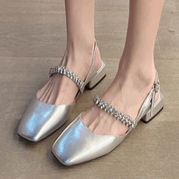 2022 Yaz Yeni kadın Sandalet Kare Ayak Mary Jane Ayakkabı Taklidi Sandalet Kadın rahat ayakkabılar Moda Sandalet Kadın
