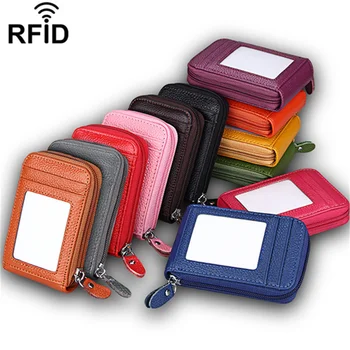 2022 Yeni Unisex PU Deri Çoklu Kart Yuvası kart tutucu RFID Engelleme Zip Cep Çanta Bayan Erkek Cüzdan kredi kartı kılıfı Cüzdan