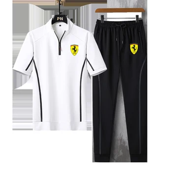 2022 Yeni erkek spor elbise Basit Marka Kısa kollu Üst + Pantolon spor elbise erkek günlük giysi erkek Mizaç Takım Elbise