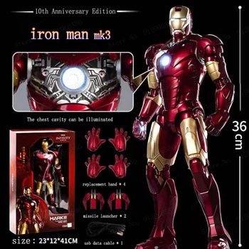 2023 1/5 IronMan 36cm Mk3 Orijinal ML Legends 10th Yıldönümü Koleksiyonu Tony Stark Sınırlı Modeli Aksiyon Figürü Çocuk Oyuncak Hediyeler
