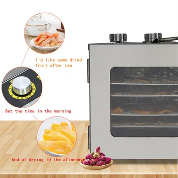 220V ev kullanımı mini meyve dehydrator 6 tepsiler gıda kurutma makinesi