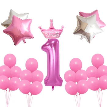 26 Adet Taç Yıldız Balonlar Pembe Digital1-5 Pembe Folyo Balon Doğum Günü Partisi sevgililer Günü Dekorasyon Çocuk Oyuncak Bebek Duş Globos