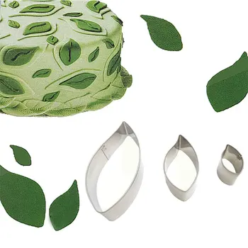3 Adet/takım Yeşil Yapraklar Şekilli Pasta Araçları kurabiye kesici Fondan Kek Dekorasyon Aracı