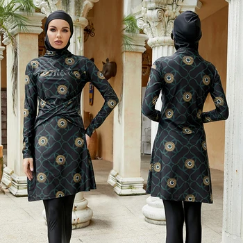 3 Parça Mayo islami mayo Müslüman Moda İslam Mütevazı Plaj Uzun Kollu Arapça Türkiye Takım Elbise Burkini Kadın Başörtüsü Takım Elbise