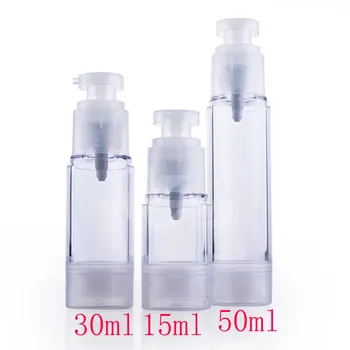 30g şeffaf boş vakum havasız plastik losyon krem şişeleri konteyner, 1 oz seyahat boyutu krem konteyner havasız pompa 30 ml