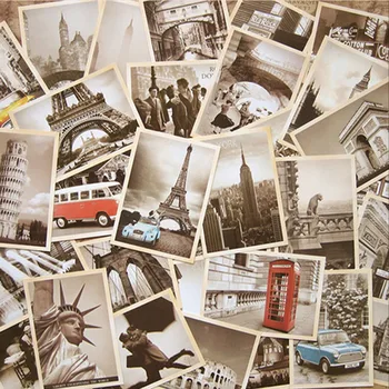 32 adet / grup Klasik Ünlü Avrupa Bina Vintage tarzı hafıza kartpostal seti / Tebrik Kartları / hediye kartları / Noel kartpostalları H006