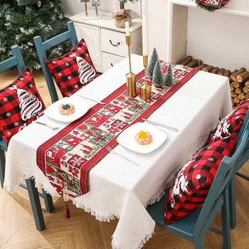 35x180CM Polyester Pamuklu Kumaş Noel Masa Koşucu Mutfak yemek masası Giyinmek Noel Festivali Parti Dekor Masa Koşucular